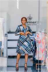 Elegant abstract print midi dress